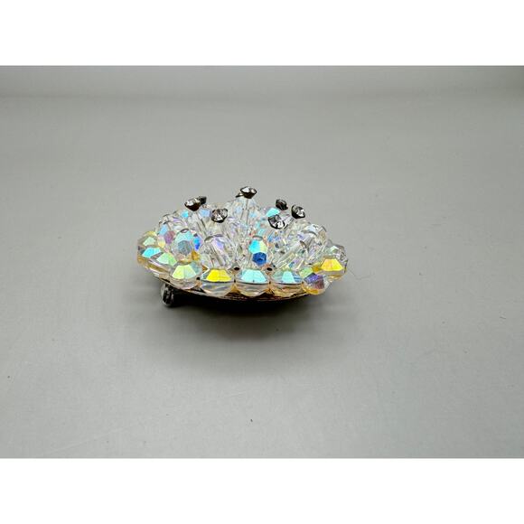 Vintage Aurora Borealis Crystal Brooch Pin - Picture 3 of 9